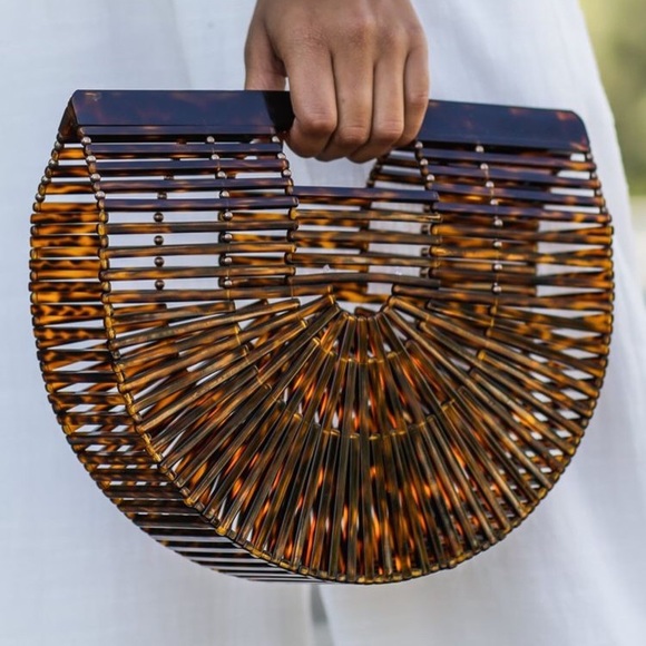 Tortoise acrylic cage bag bamboo style cage bag - Picture 1 of 4